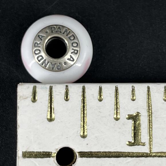 Genuine VTG Pandora Murano Glass Pink Ribbon Breast Cancer Charm S925 ALE - Picture 5 of 7